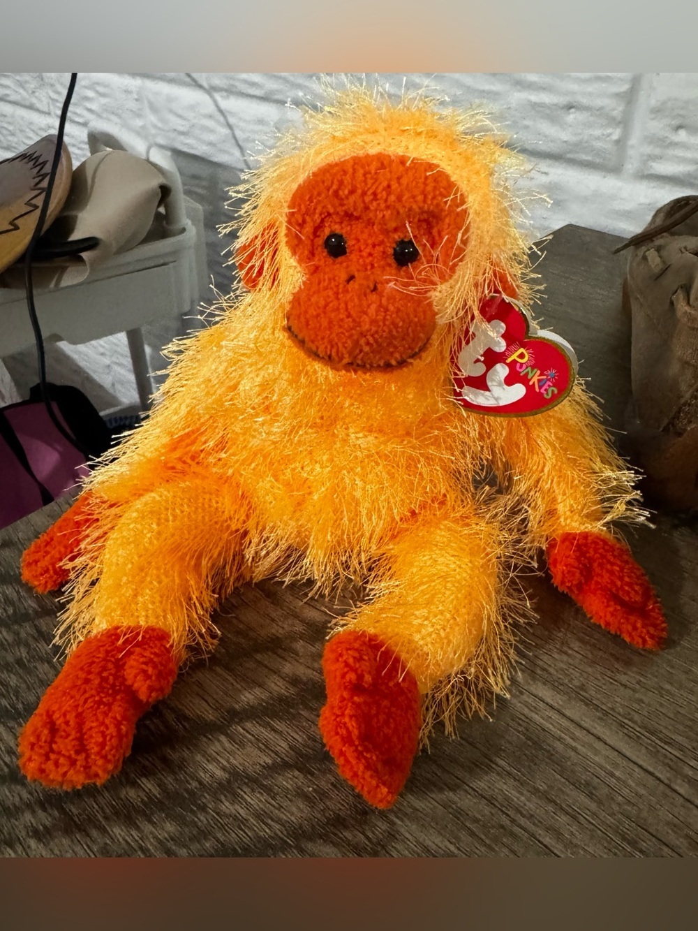 Vintage 2003 Ty Punkies Beanie Babies Trapeze Orange Monkey Toy Animal